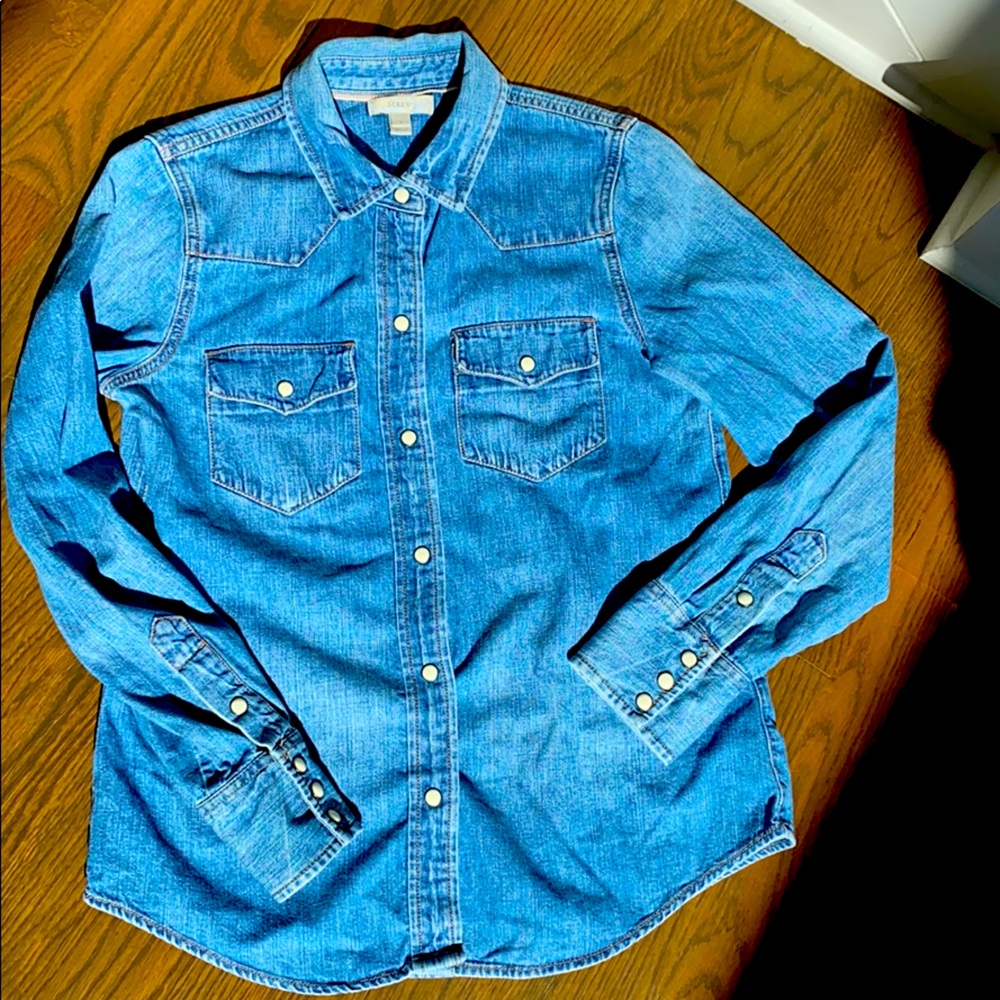 J CREW—Denim, western shirt in size 0